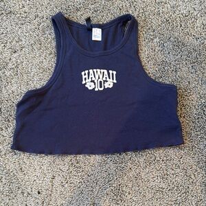 Divided Navy Hawaii Crop Top